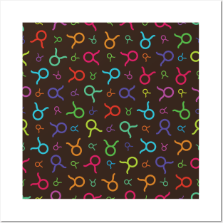 Pattern Taurus Zodiac Sign Horoscope Astrology Symbol Brown Posters and Art